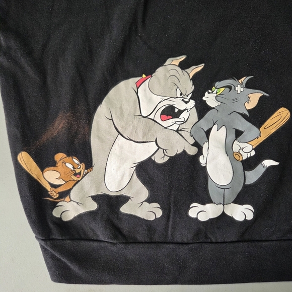 Cartoon Network Tom And Jerry Mens Graphic Black Pullover Hoodie - Picture 9 of 9